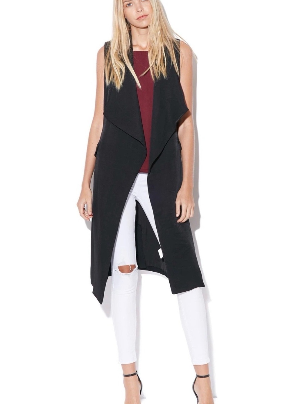 MINKPINK Black Longline Duster Vest | Size M/L